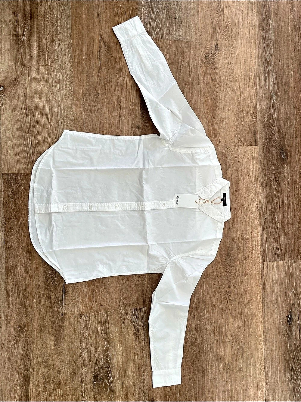 Quince 100% Organic Cotton Poplin Long Sleeve Shirt Button Down Shirt in White